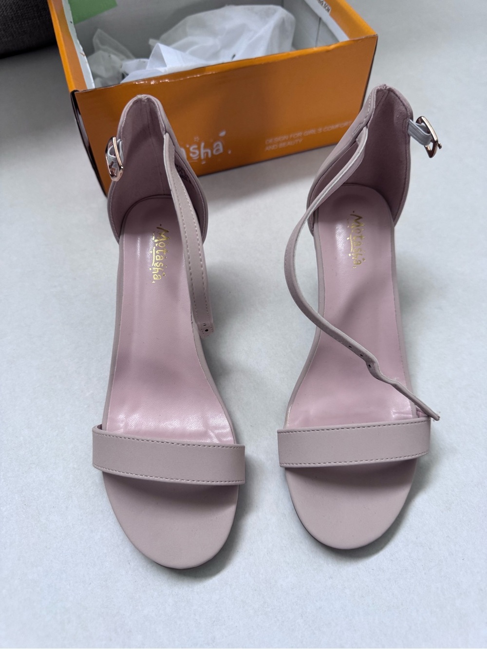 Big Girls Nude Sandals with Heels - Size 3